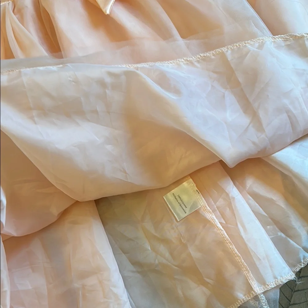 Peach Pink Satin Tulle Girls Dressy Skirt Formal Dress Up